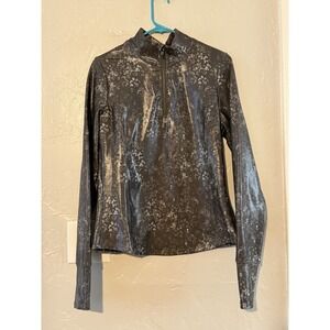 Marika Rosin Ink Watercolor 1/4 Zip Pullover Athletic Workout Jacket Size Large